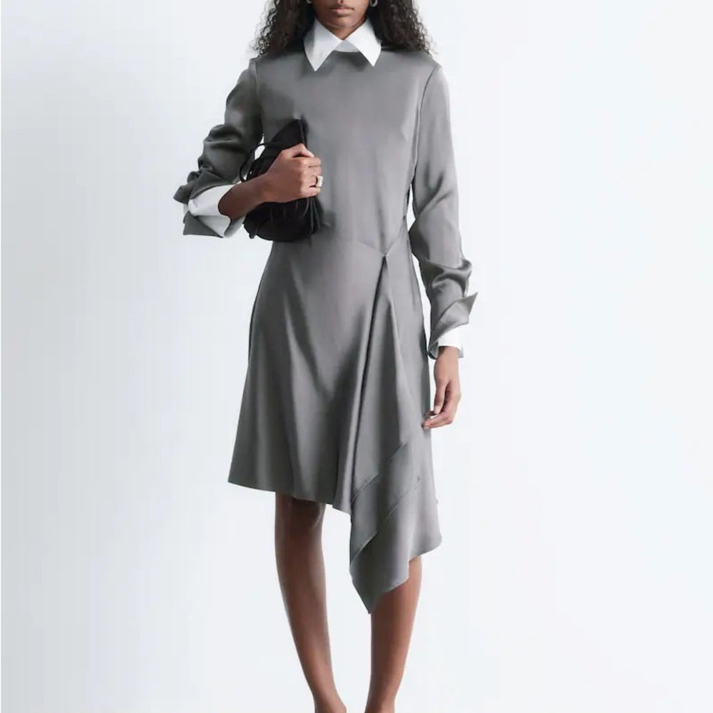& Other Stories Charcoal Asymmetrical Dress
